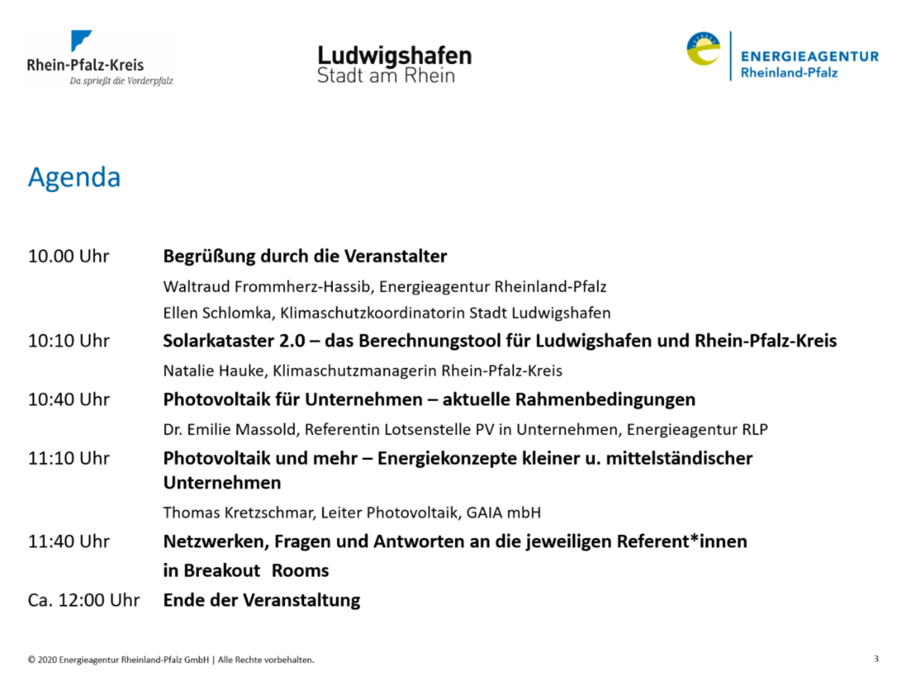 Agenda der Präsentation