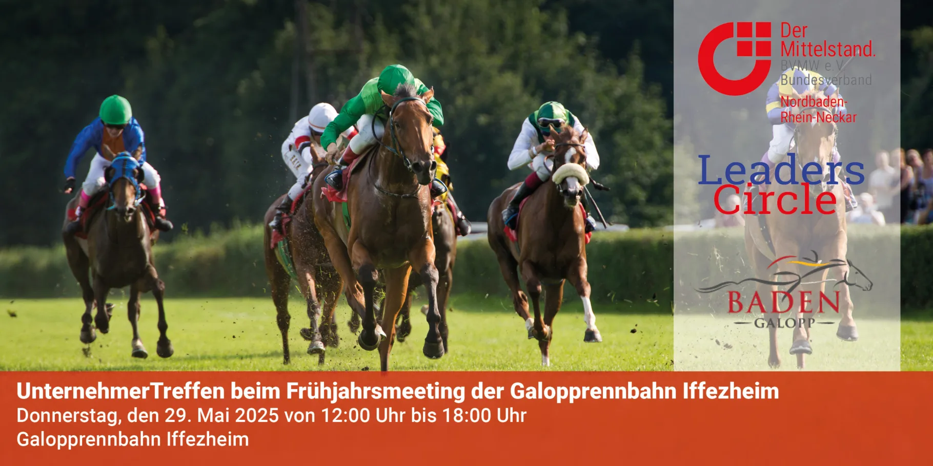 Banner zur Veranstaltung UnternehmerTreffen beim Frühjahrsmeeting der Galopprennbahn Iffezheim