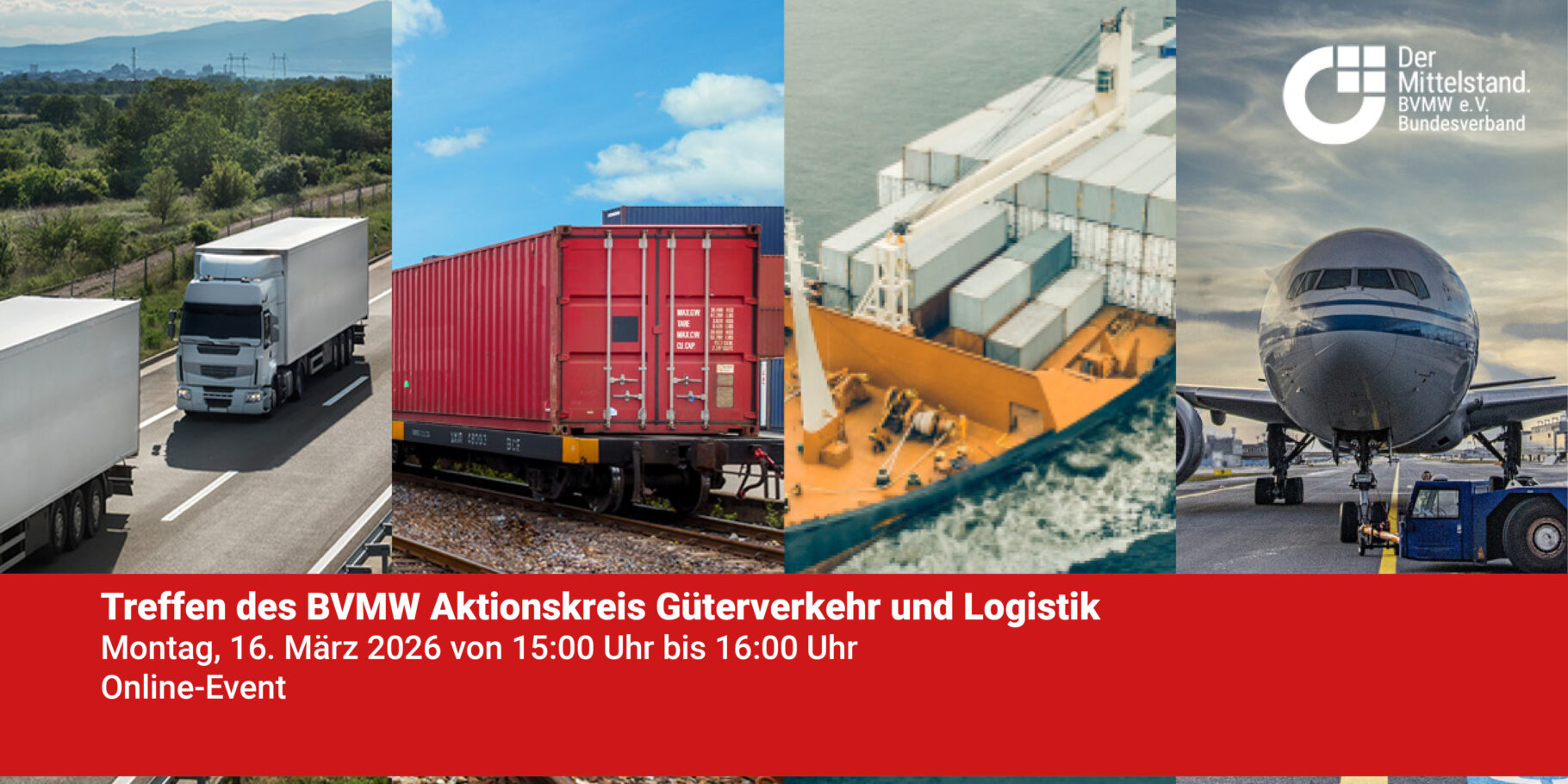 Banner zum Treffen des BVMW Aktionskreis Güterverkehr und Logistik am 16. März 2026