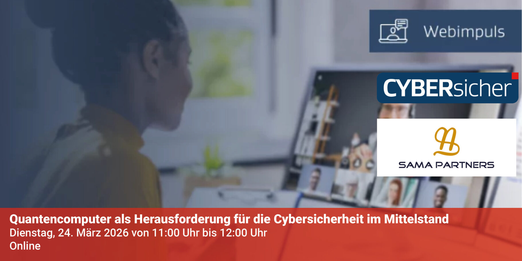 Banner zum Webimpuls zum Thema Quantencomputer als Herausforderung für die Cybersicherheit im Mittelstand