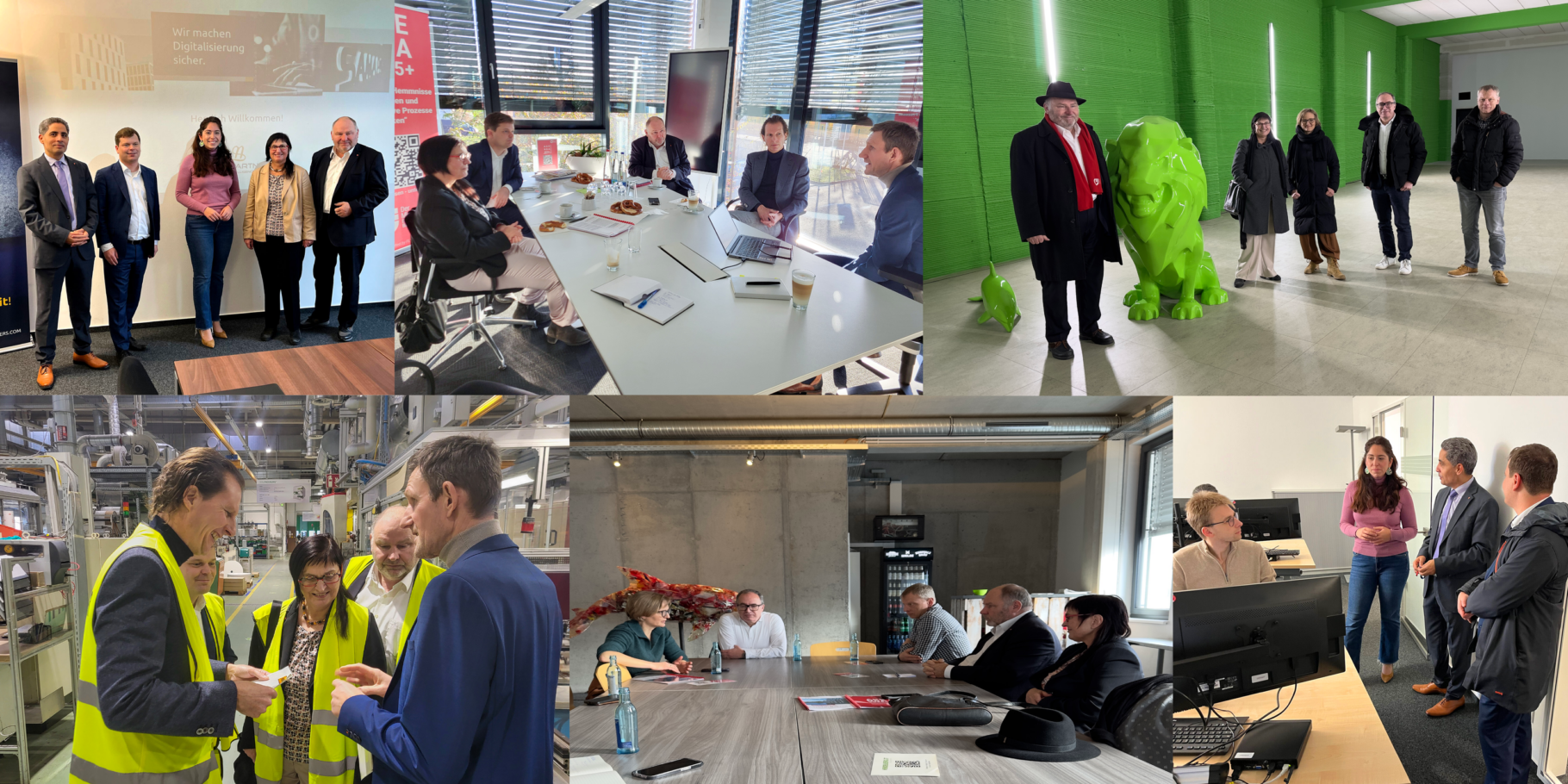Collage mit Bildern der letzten 3 Unternehmensbesuche von Politikern