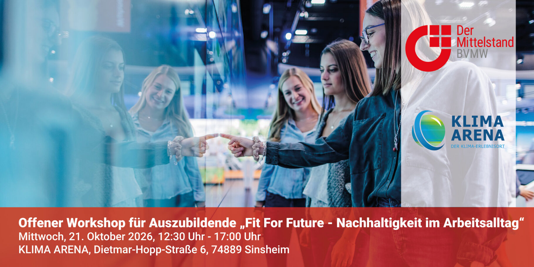 Banner zum Offener Workshop für Auszubildende “Fit For Future - Nachhaltigkeit im Arbeitsalltag” im Oktober 2026