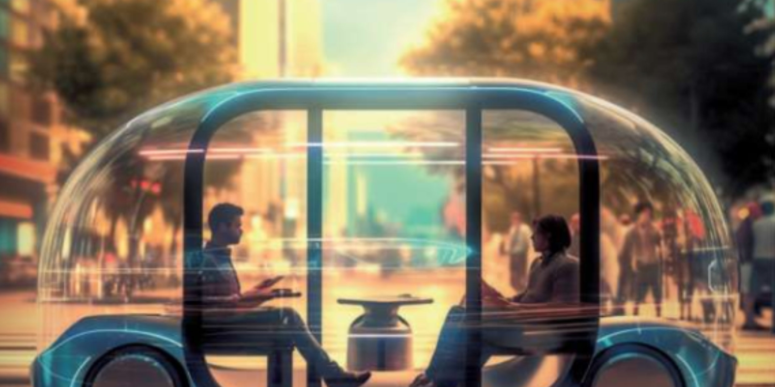 Bild vom Cover der Econo in dem 2 Personen in einem Auto aus Glas sitzen