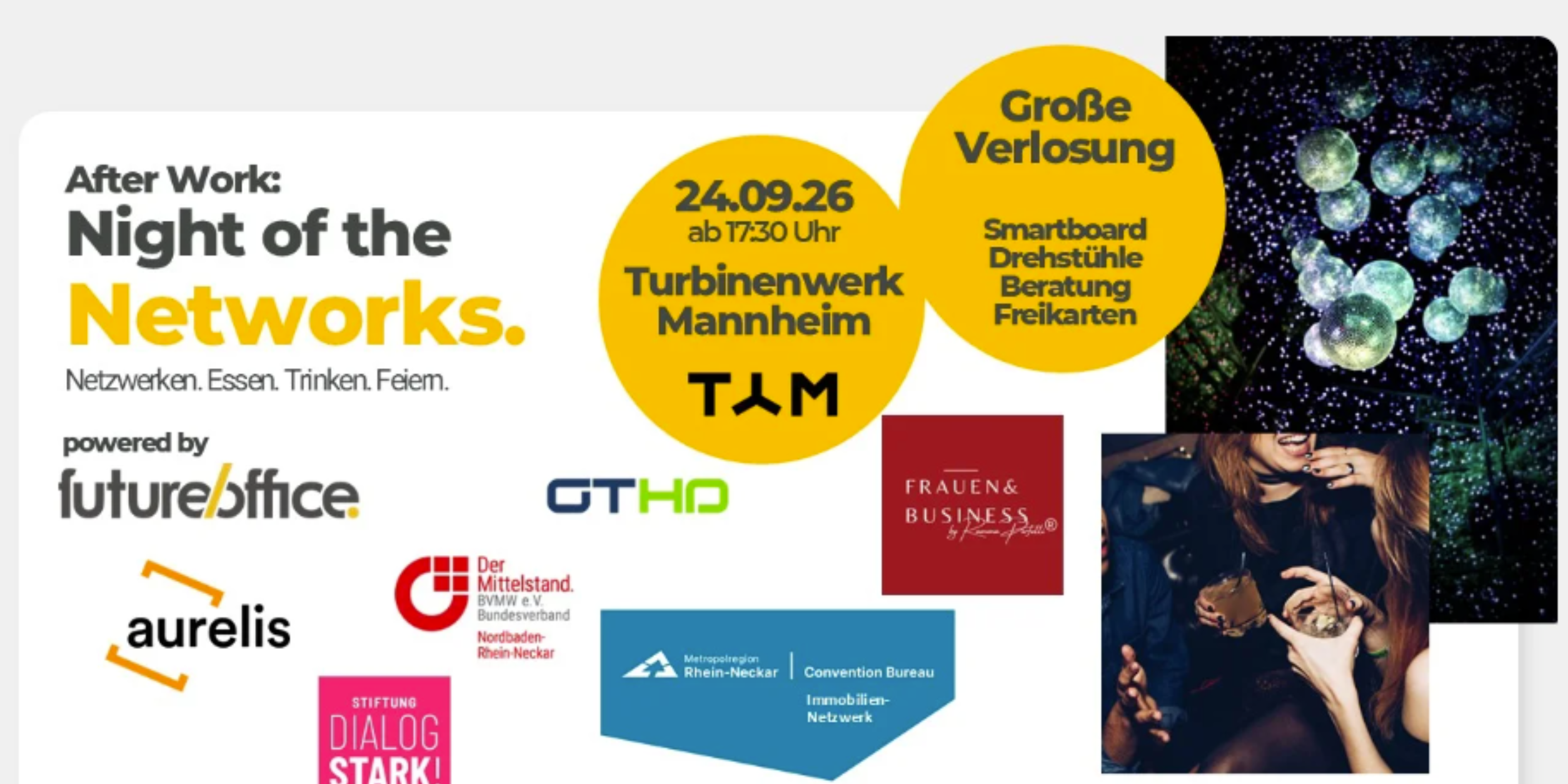 Banner für Night of the Networks 2026 mit Partnerlogos der Veranstaltung
