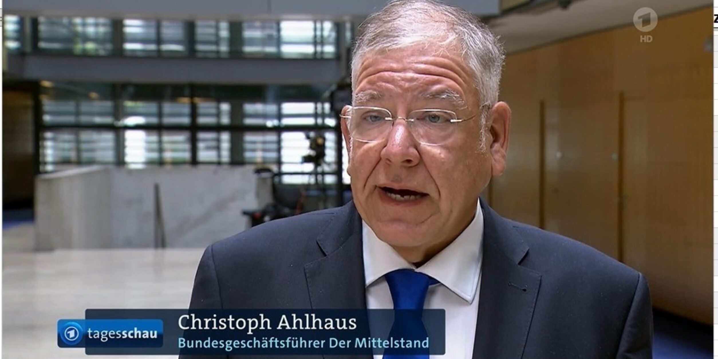 Christoph Ahlhaus, Bundesgeschäftsführer des BVMW in der Tagesschau