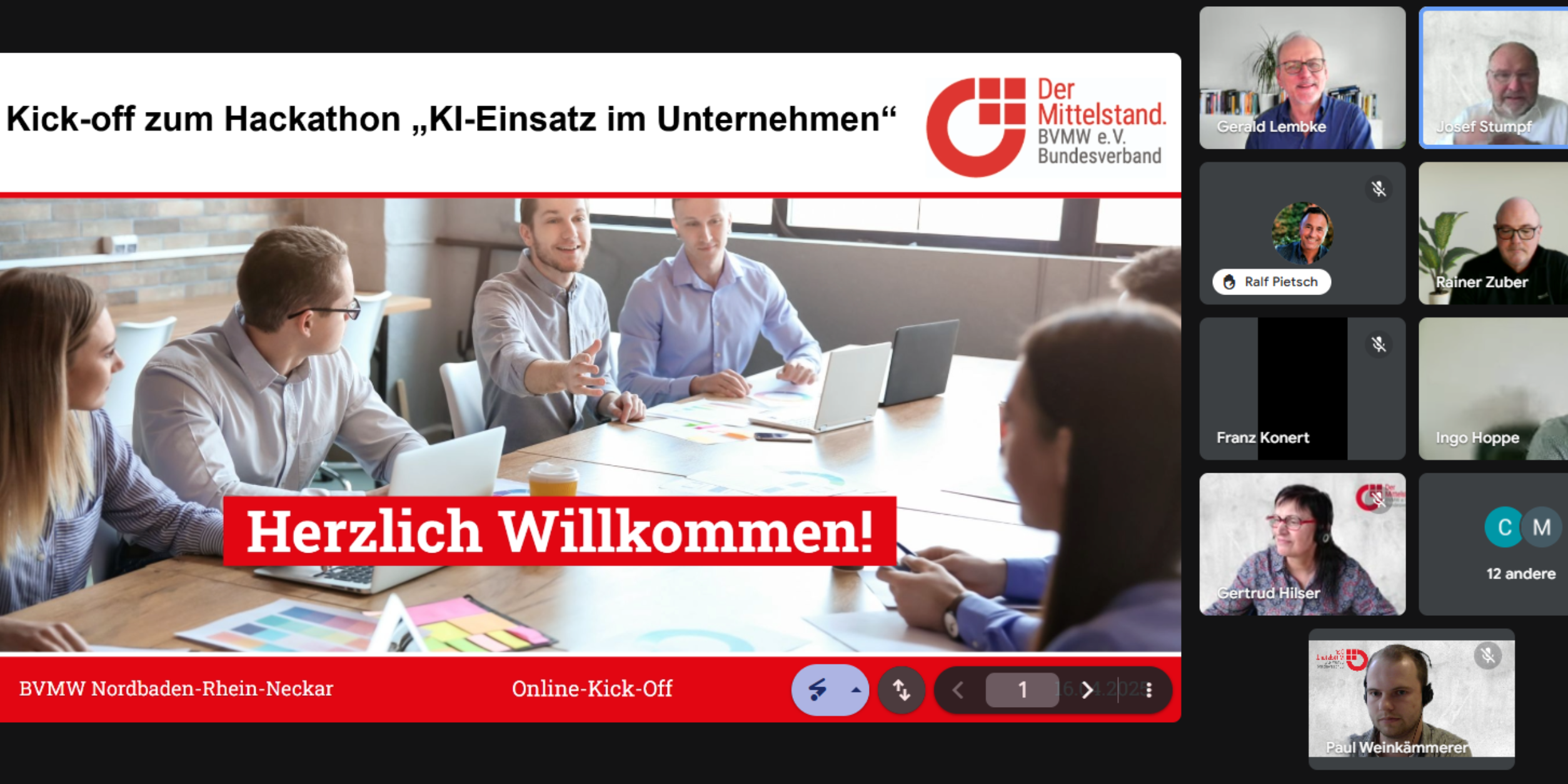 Startbildschirm der Online-Veranstaltung