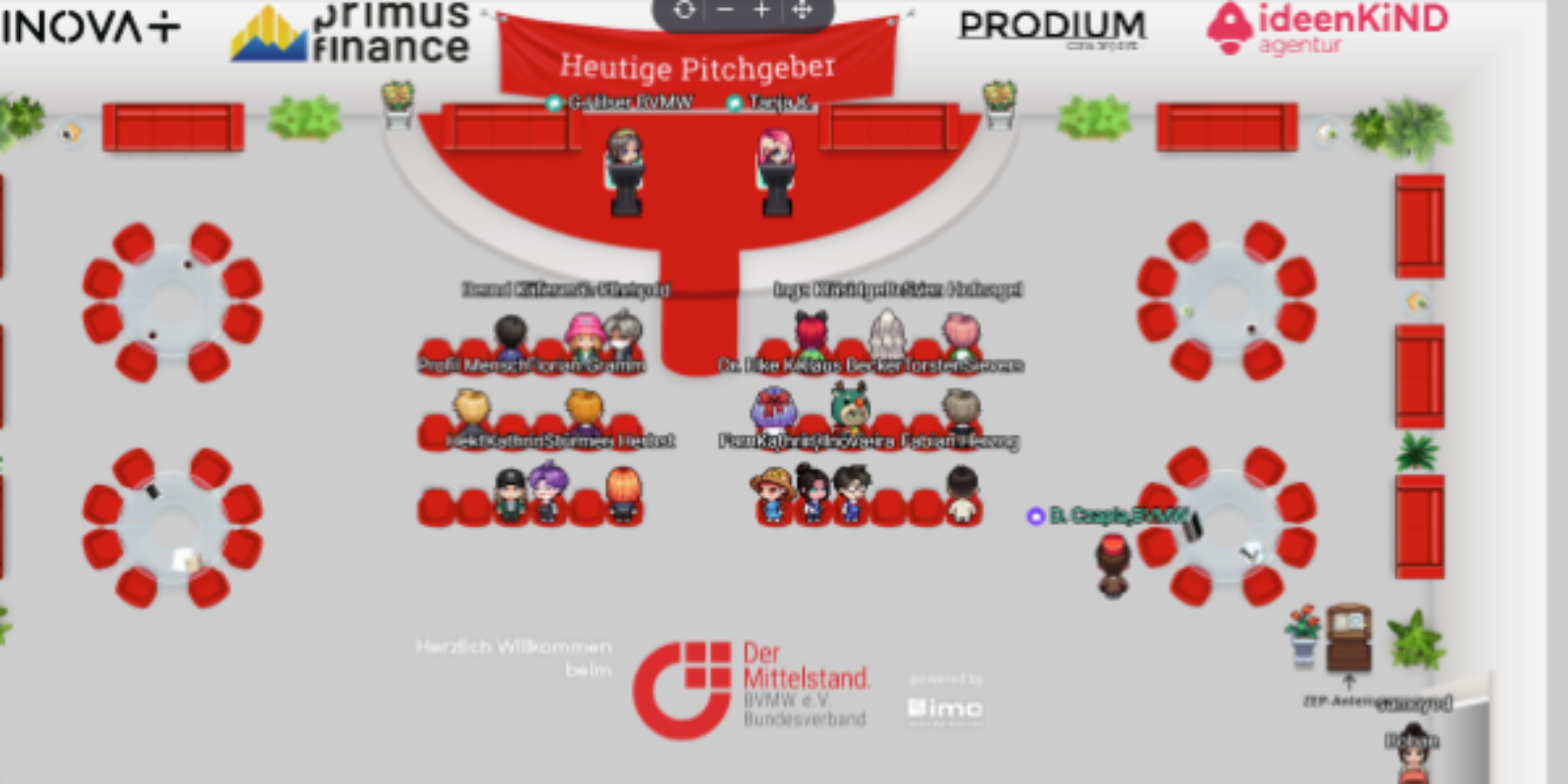 Blick auf die Avatare der Teilnehmer in der Plattform ZEP