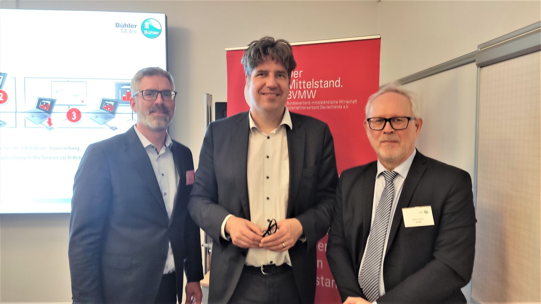 Mark Furtwängler (CEO Bühler Motor), Michael Kellner und Edgar Jehnes