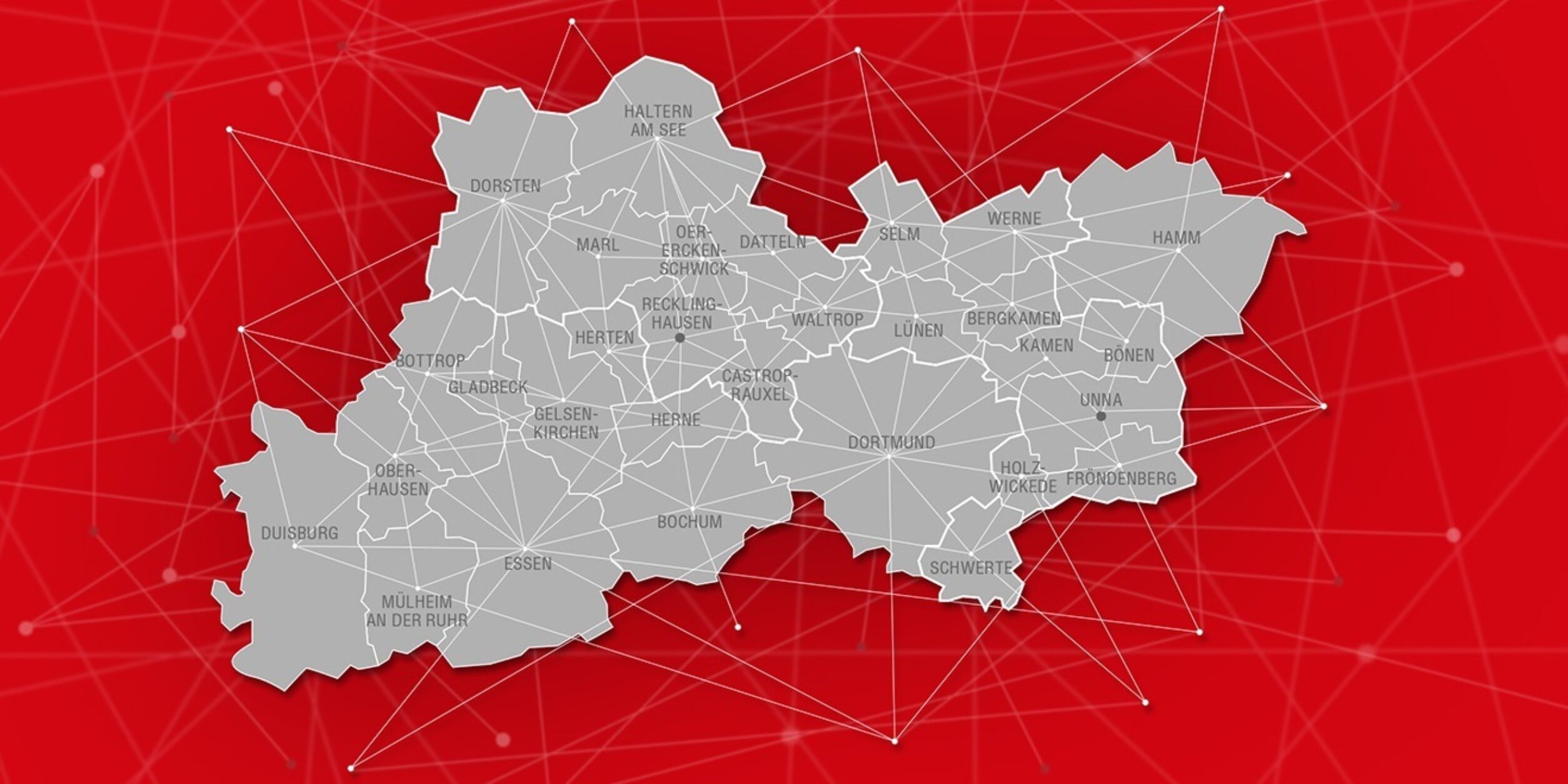 Karte des Ruhrgebiets schematisch