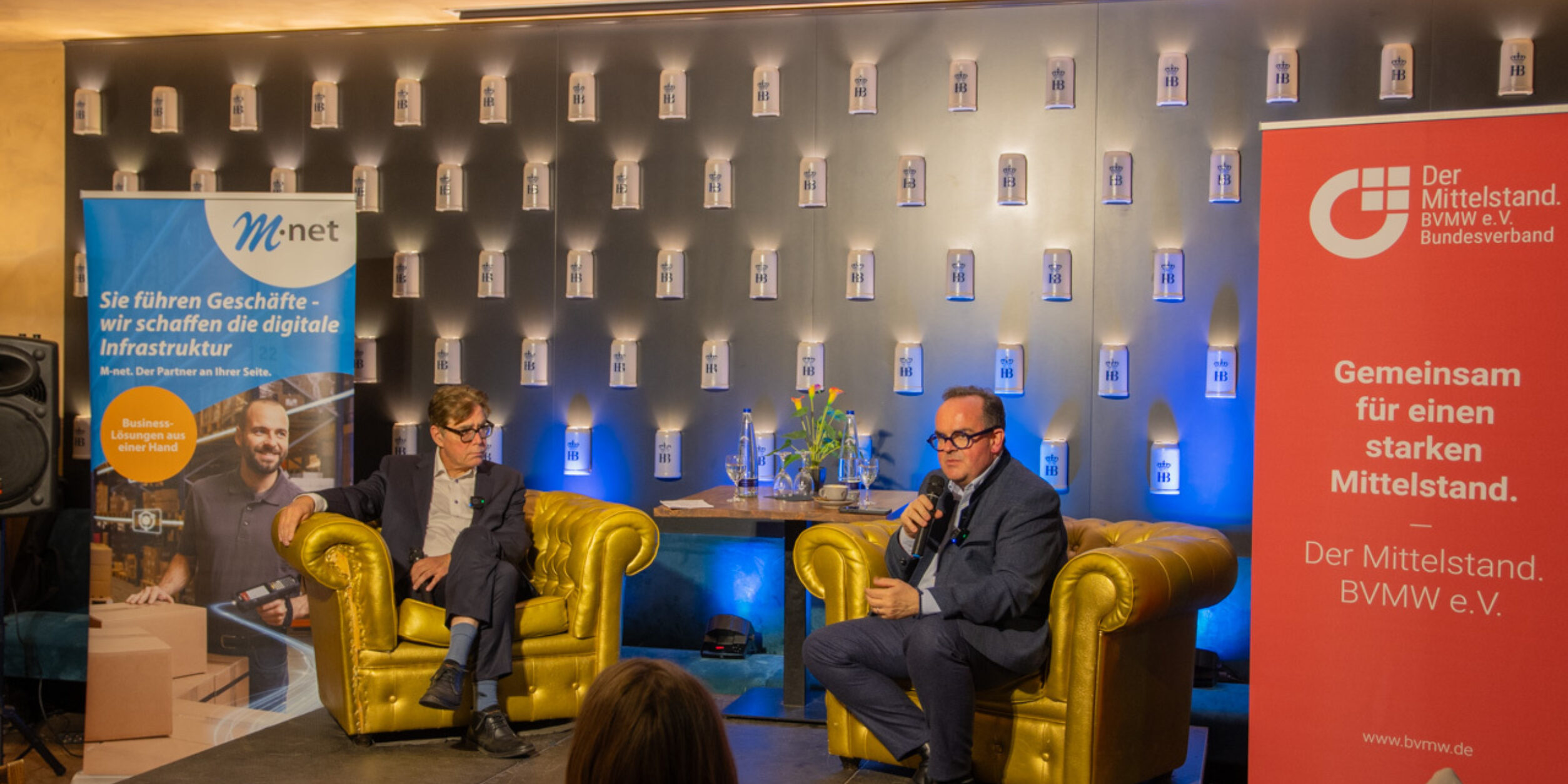 v.l.: Achim von Michel, Politikbeauftragter des BVMW Bayern, mit Oberbürgermeister-Kandidat, Clemens Baumgärtner (CSU).