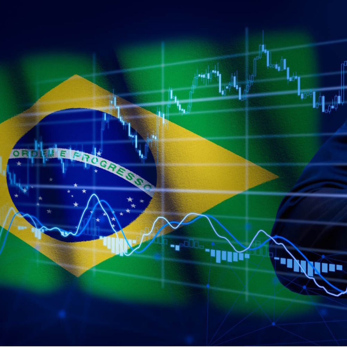 Ein virtueller Graphenverlauf mit einer brasilianischen Flagge