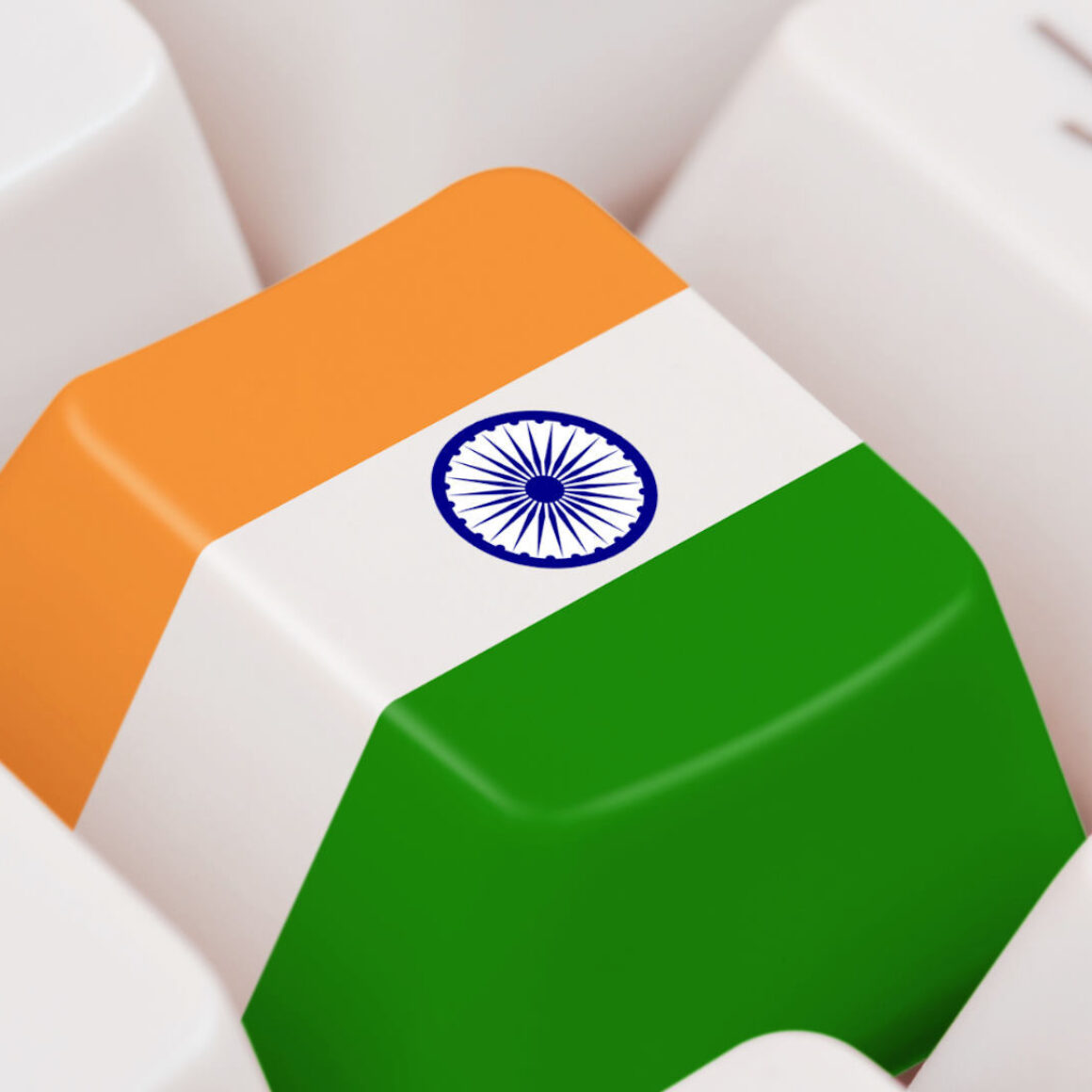 Eine mit der Indienflagge bedruckte Taste einer Tastatur