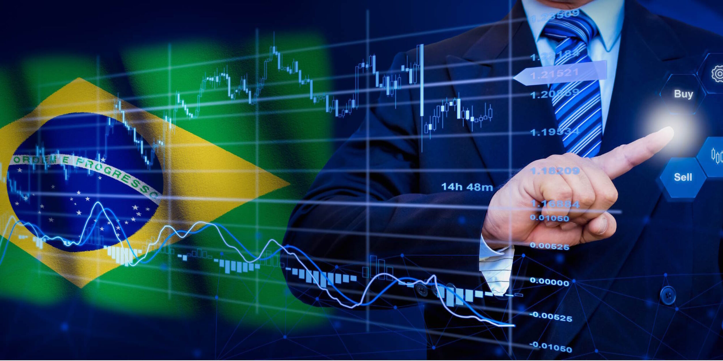 Ein virtueller Graphenverlauf mit einer brasilianischen Flagge