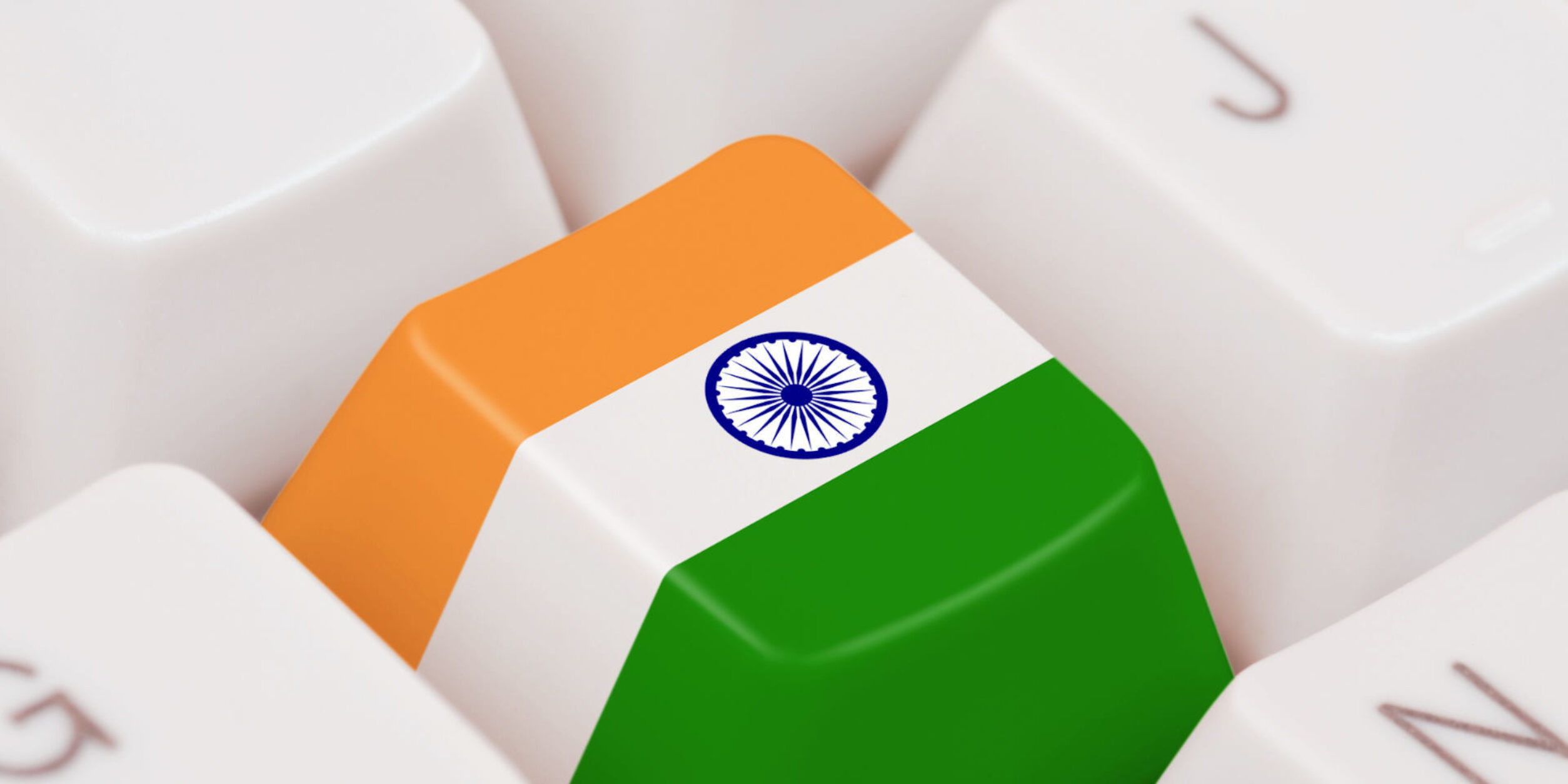 Eine mit der Indienflagge bedruckte Taste einer Tastatur