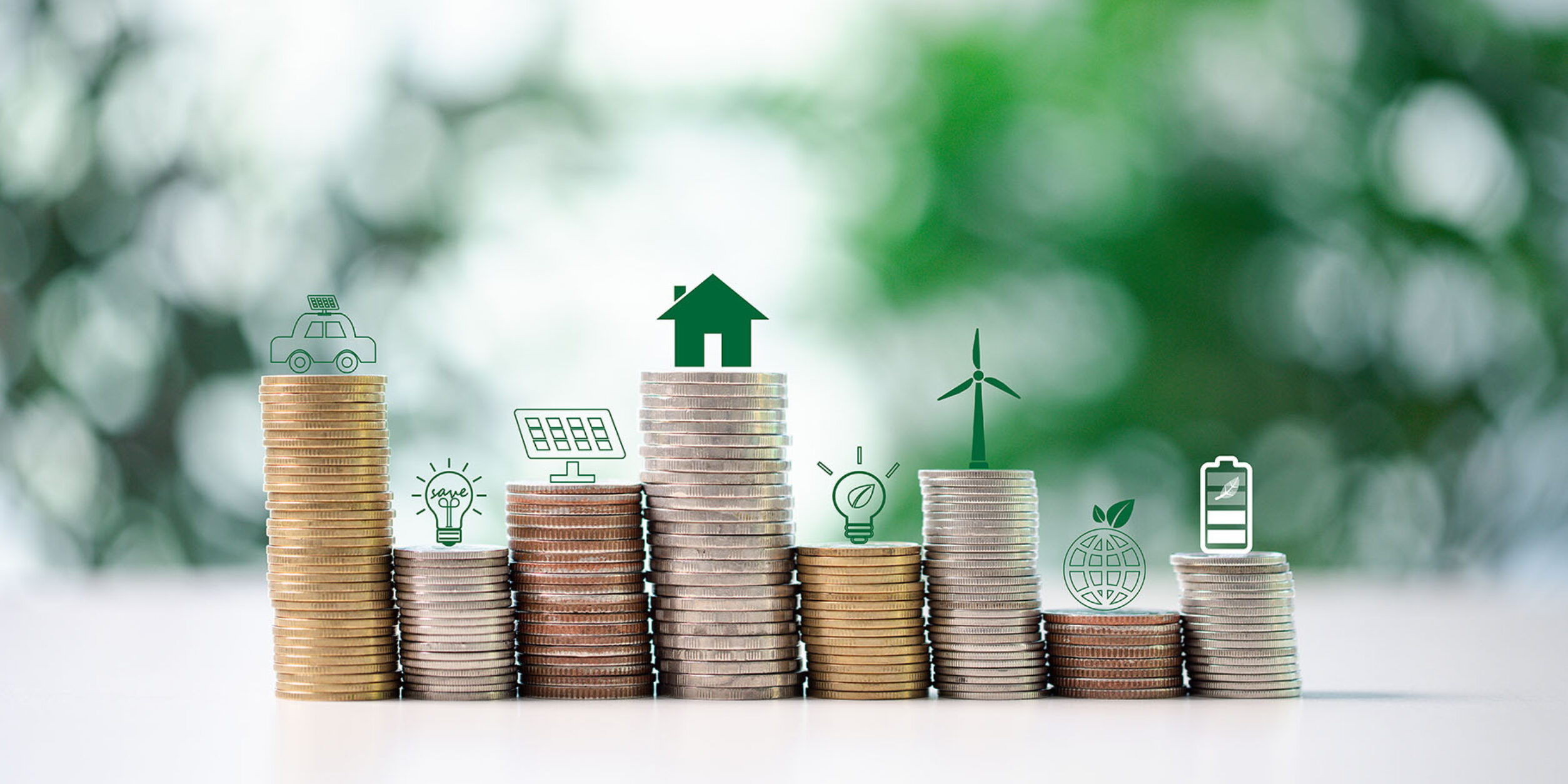 Energiesteuer Münzstapel Icons