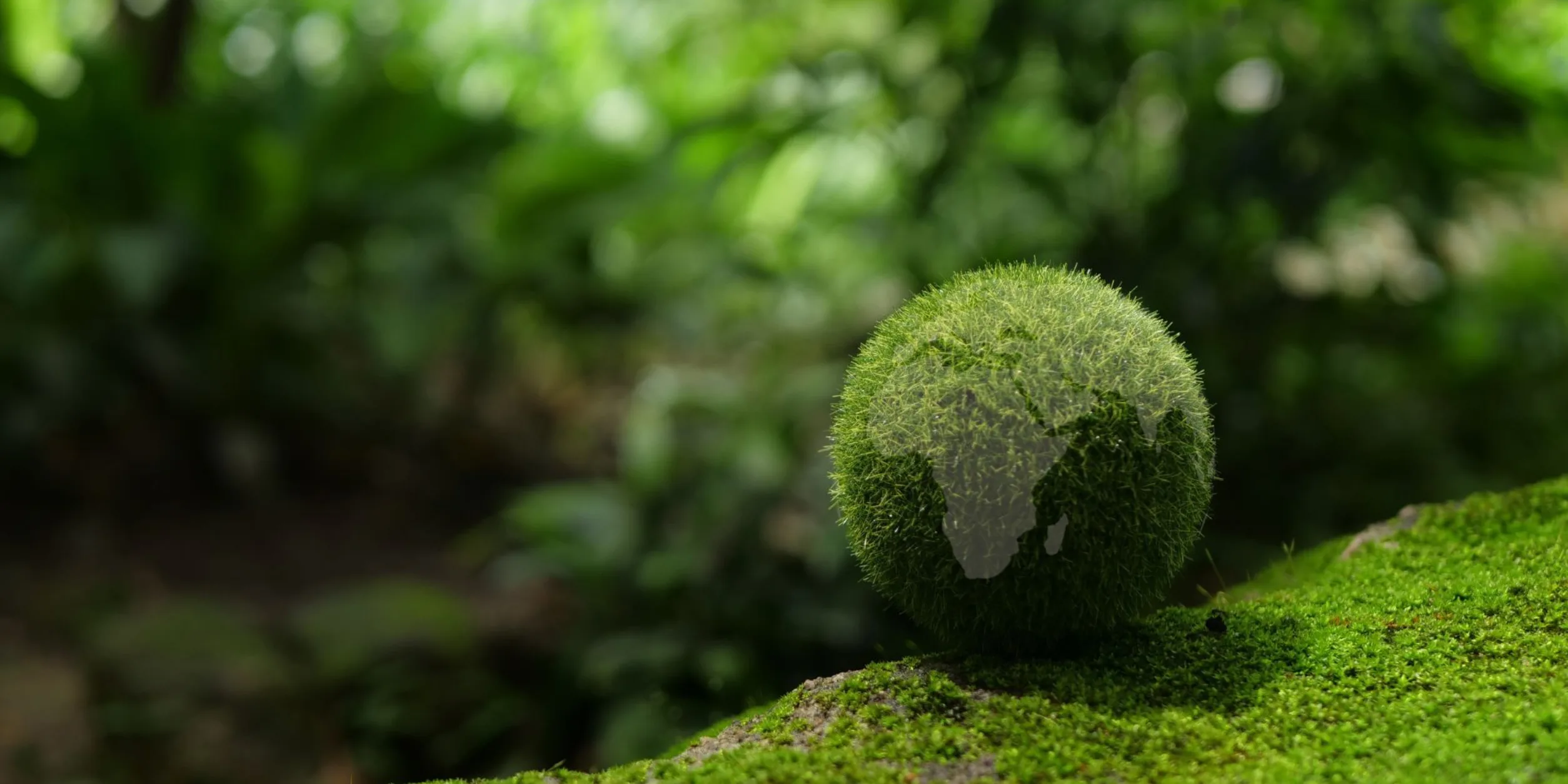 Ein Moosball in Form des PLaneten Erde