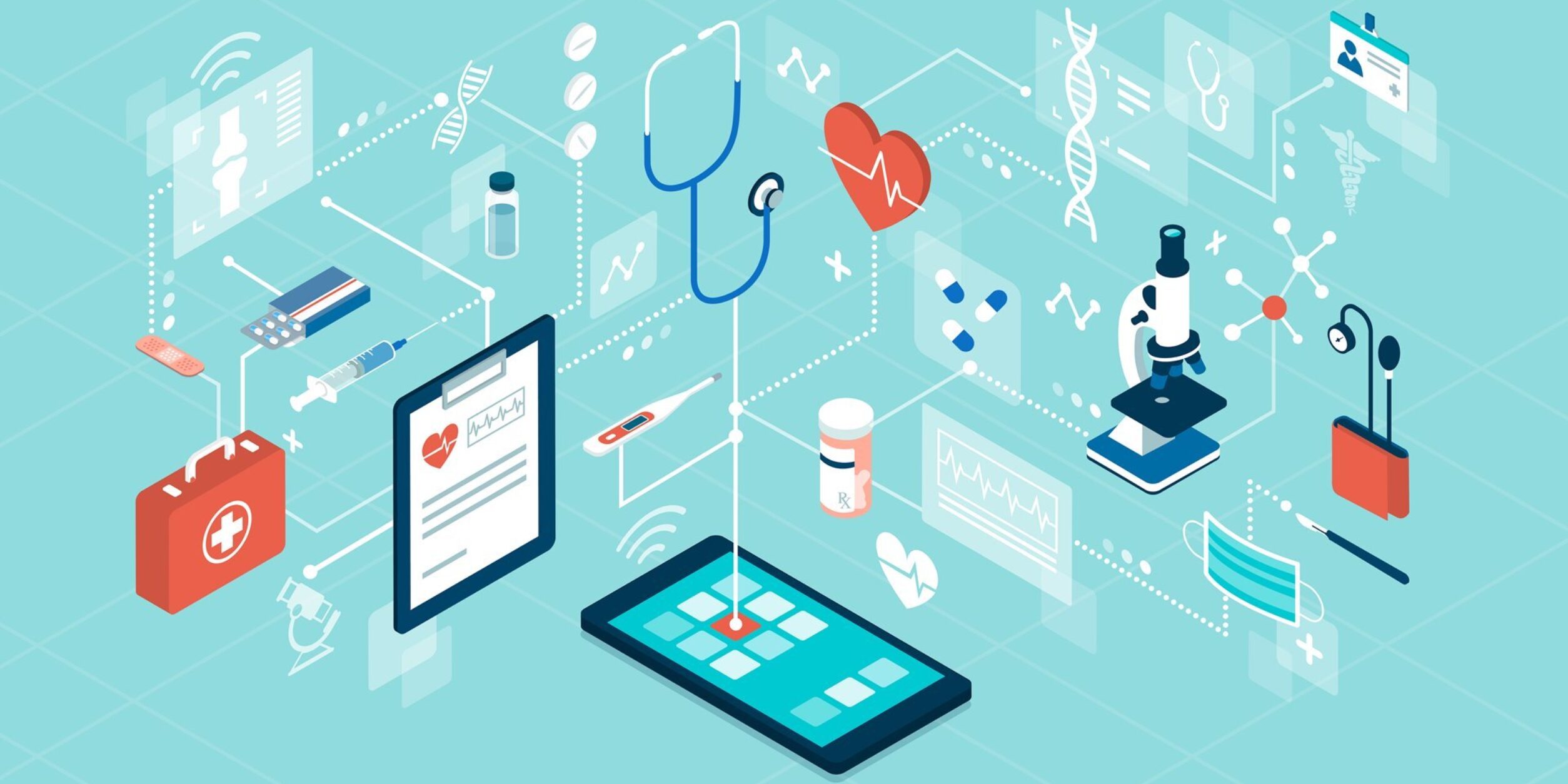 Infografik Gesundheit digital Medizin 1920x1080 i Stock 1164501571