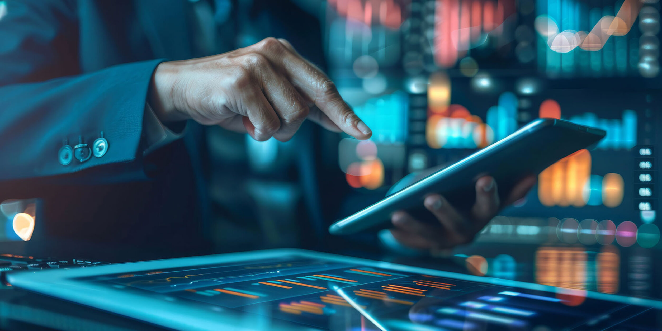 KI Bigdata Tablet Hände