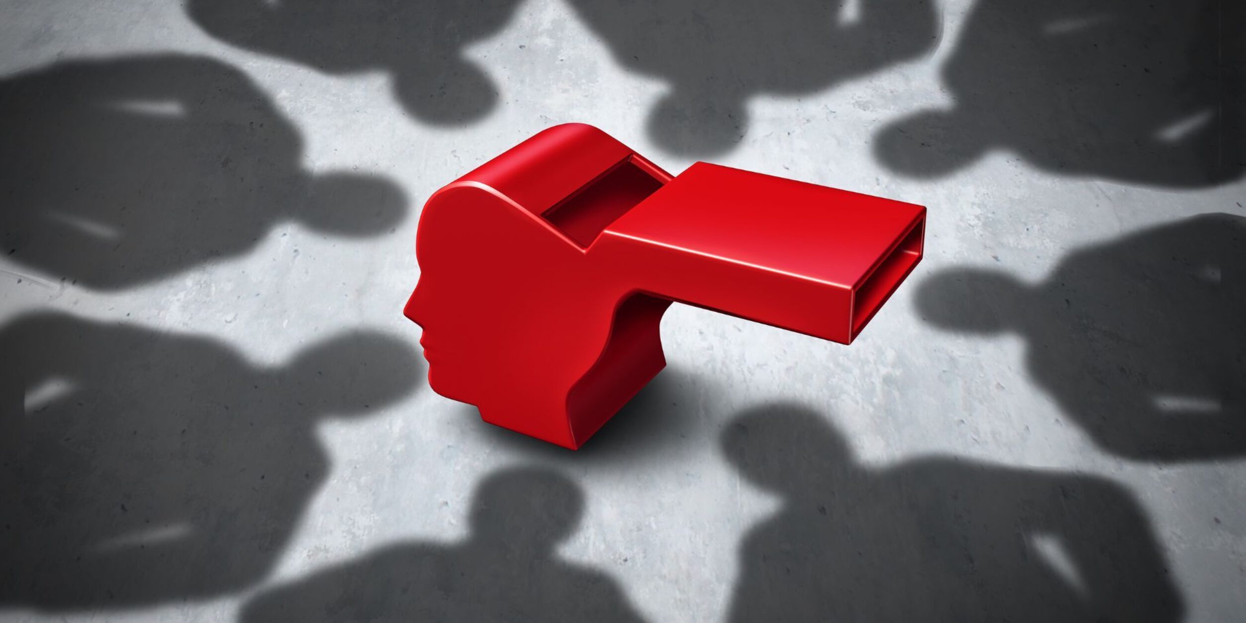 Eine Pfeife mit Gesicht liegt inmitten von Personenschatten