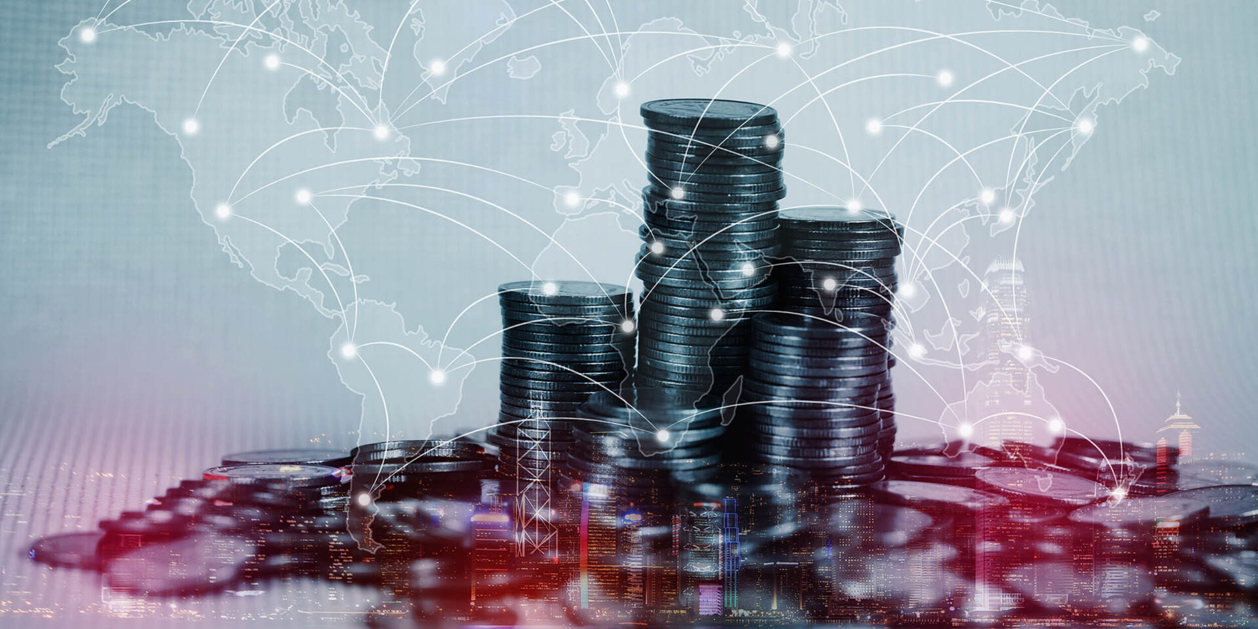 Geld Münzen Weltkarte