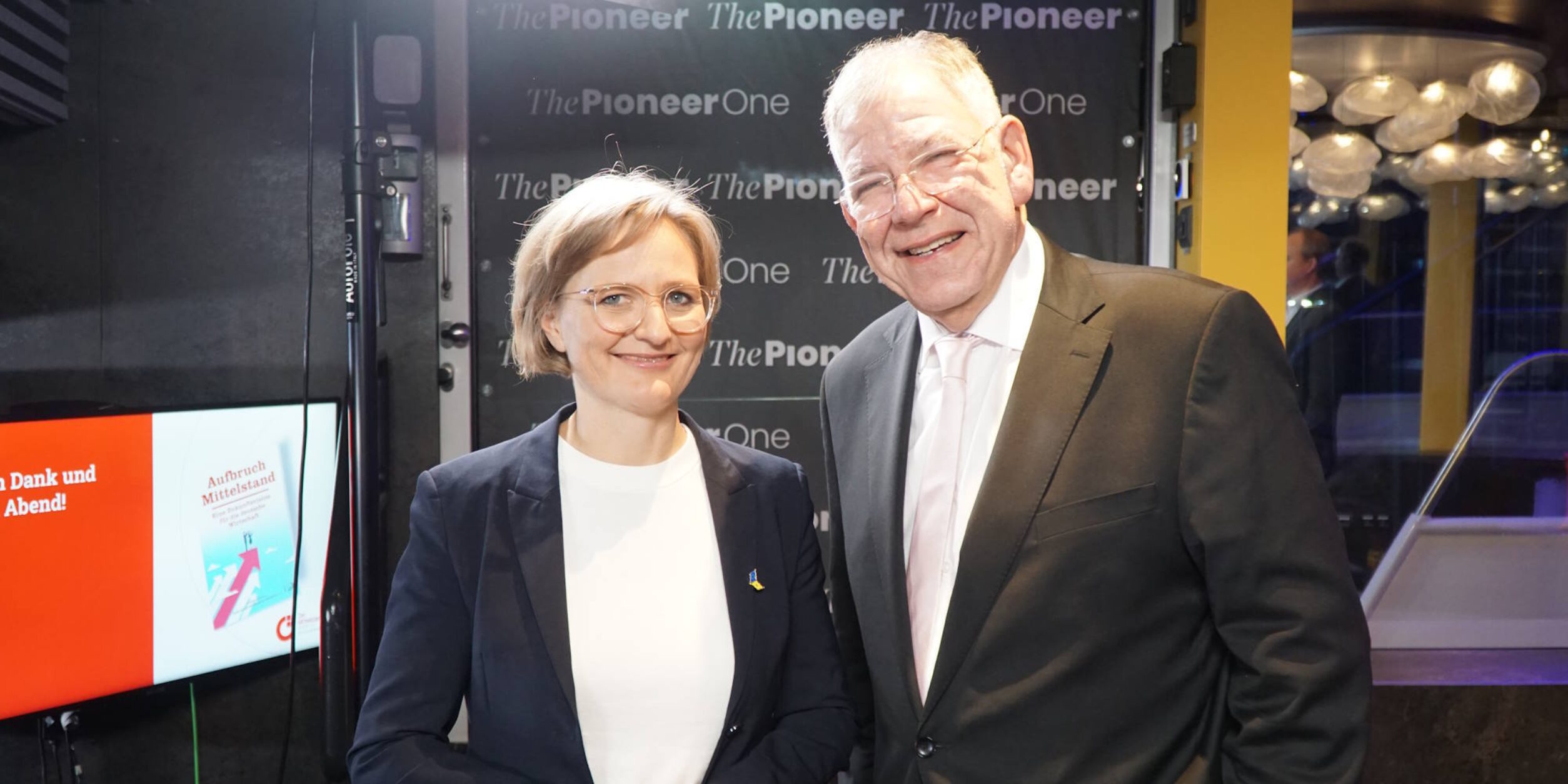 Dr. Franziska Brantner, MdB, Bundesvorsitzende von Bündnis 90/Die Grünen und Christoph Ahlhaus auf der Buchvorstellung „Aufbruch Mittelstand: Eine Zukunftsvision für die deutsche Wirtschaft“